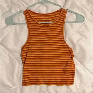 Urban Outfitters Orange and Yellow Striped Tank Top